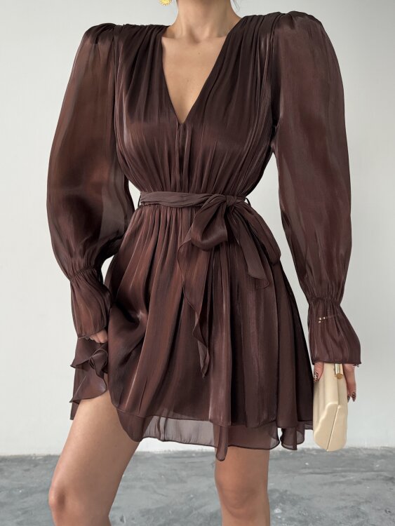 Mirelle Mini Elbise - Acı Kahve - 4