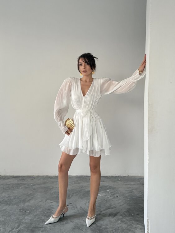 Mirelle Mini Elbise - Beyaz - Sevenday