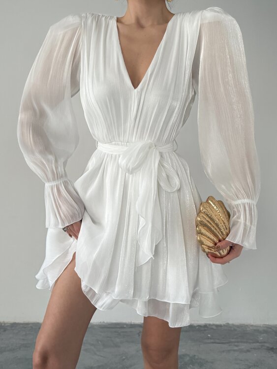 Mirelle Mini Elbise - Beyaz - 3