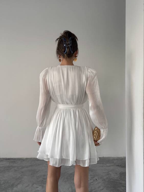 Mirelle Mini Elbise - Beyaz - 5