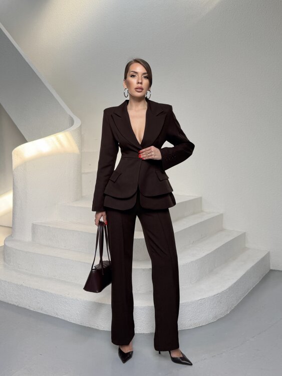 Mono Ceket Pantolon Takım - Acı Kahve - Sevenday