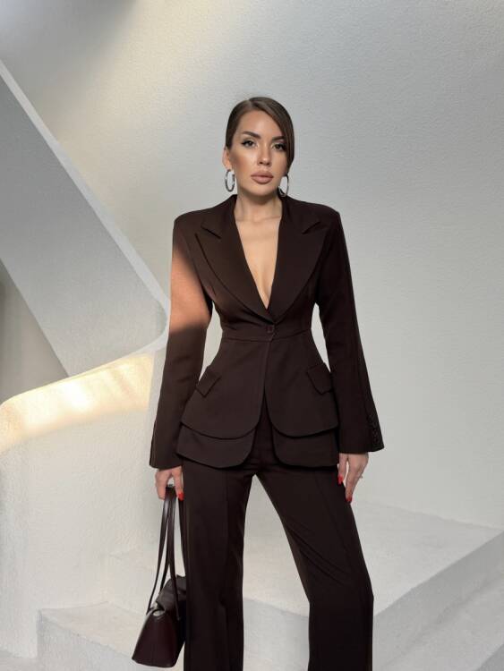 Mono Ceket Pantolon Takım - Acı Kahve - 6