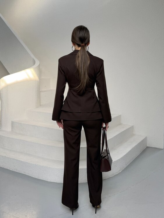 Mono Ceket Pantolon Takım - Acı Kahve - 7