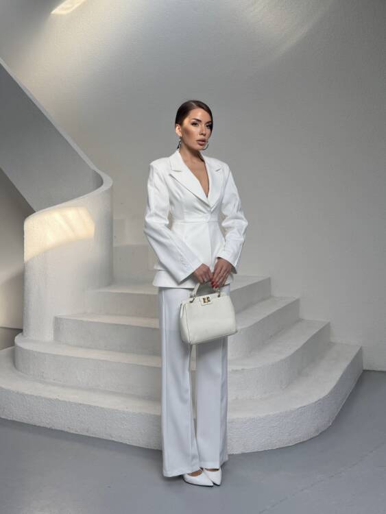 Mono Ceket Pantolon Takım - Beyaz - 2