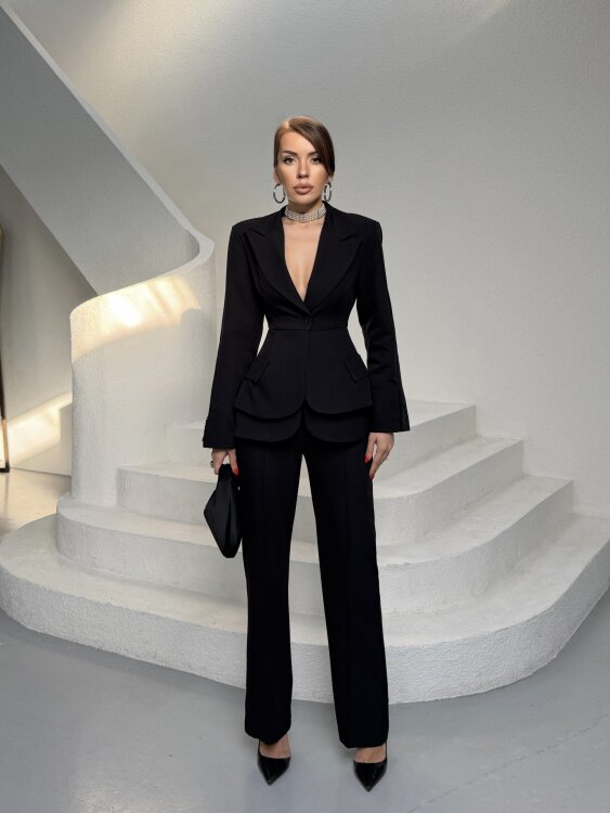 Mono Ceket Pantolon Takım - Siyah - Sevenday