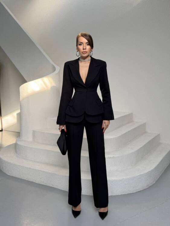 Mono Ceket Pantolon Takım - Siyah - 1