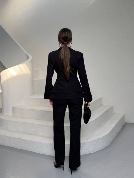 Mono Ceket Pantolon Takım - Siyah - 6