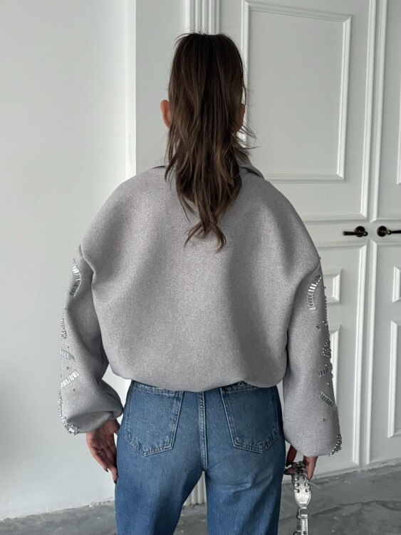 Nastur Bomber Taşlı Ceket - Gri - 4