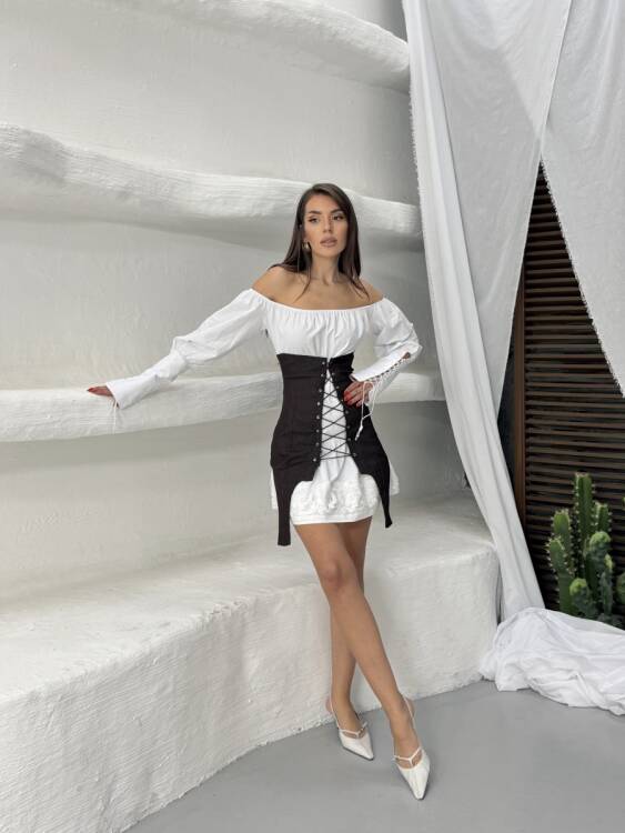 NERS Korseli Elbise 3122 - Acı Kahve - 1