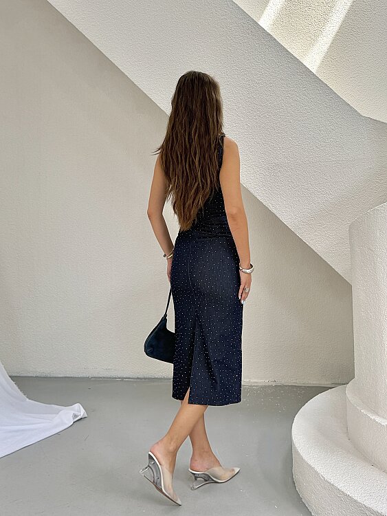 NORA Midi Elbise - Lacivert - 5