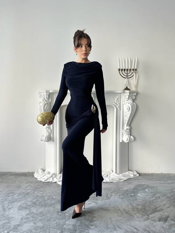 Nova Maxi Elbise - Lacivert - 3