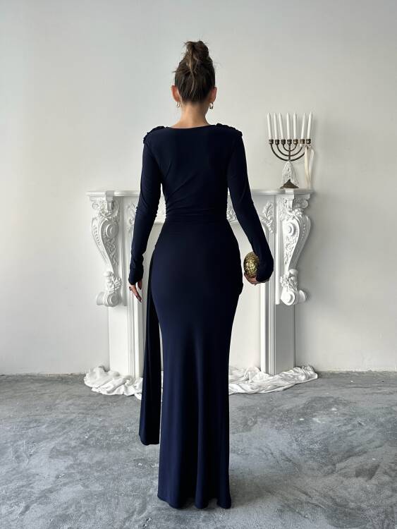 Nova Maxi Elbise - Lacivert - 6