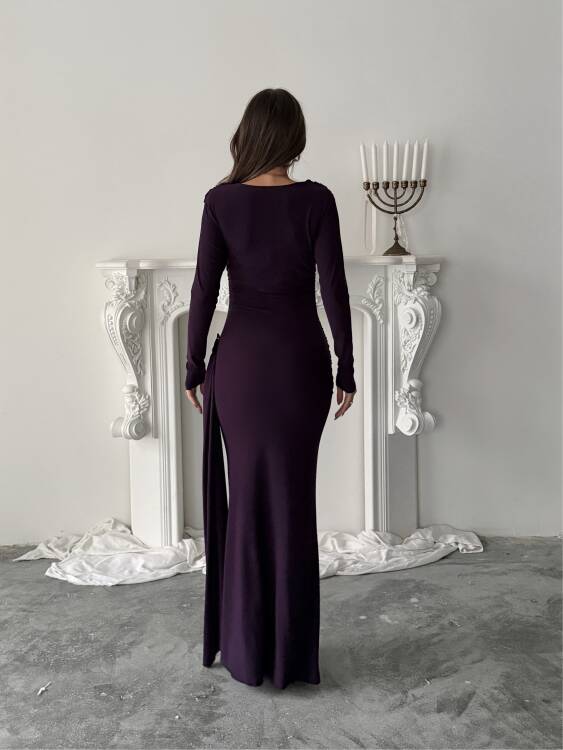 Nova Maxi Elbise - Mor - 4