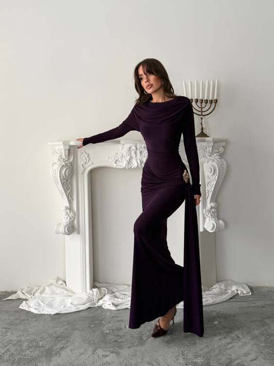 Nova Maxi Elbise - Mor - 3