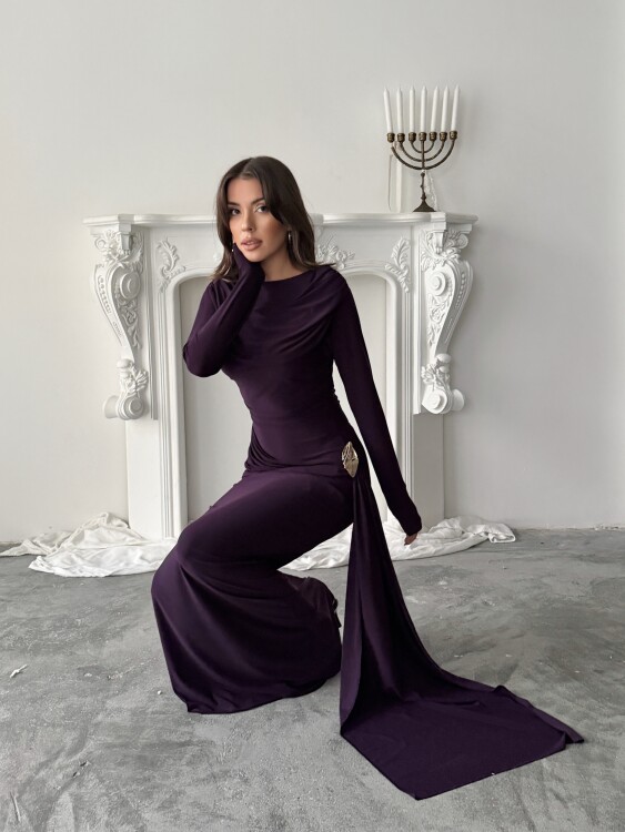 Nova Maxi Elbise - Mor - 6