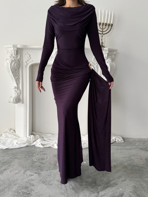 Nova Maxi Elbise - Mor - 7