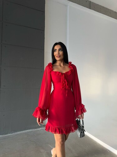 Olivya Elbise- Kırmızı - Thumbnail