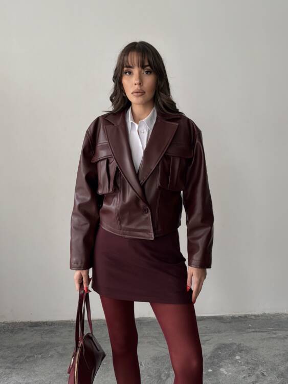 Owen Deri Ceket - Bordo - 1