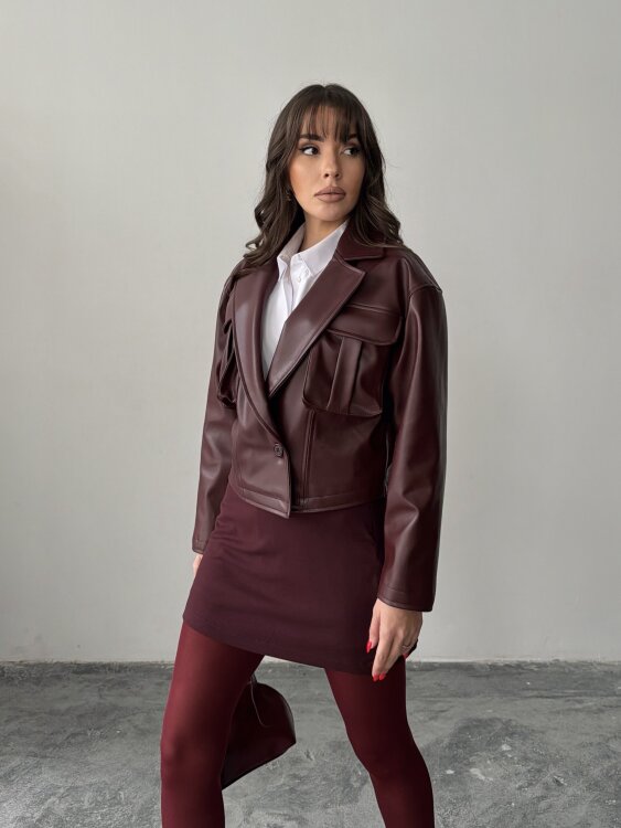 Owen Deri Ceket - Bordo - 2