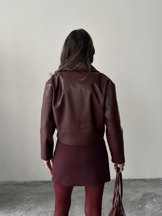 Owen Deri Ceket - Bordo - 3