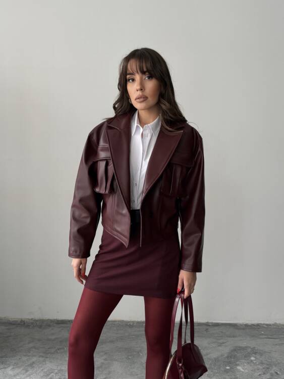 Owen Deri Ceket - Bordo - 5