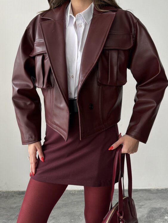 Owen Deri Ceket - Bordo - 6