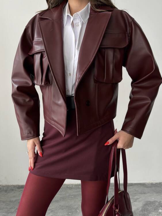 Owen Deri Ceket - Bordo - 6