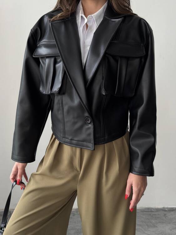 Owen Deri Ceket - Siyah - 5