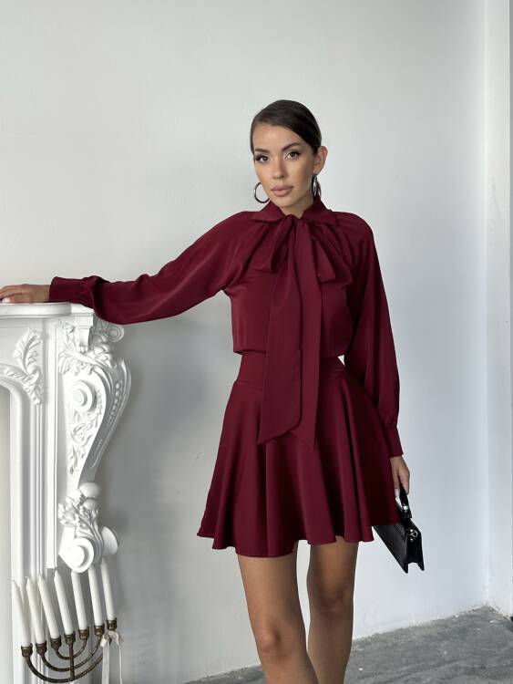 Pavero Elbise - Bordo - 2