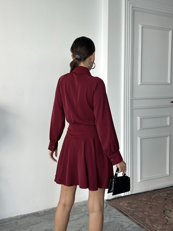 Pavero Elbise - Bordo - 3