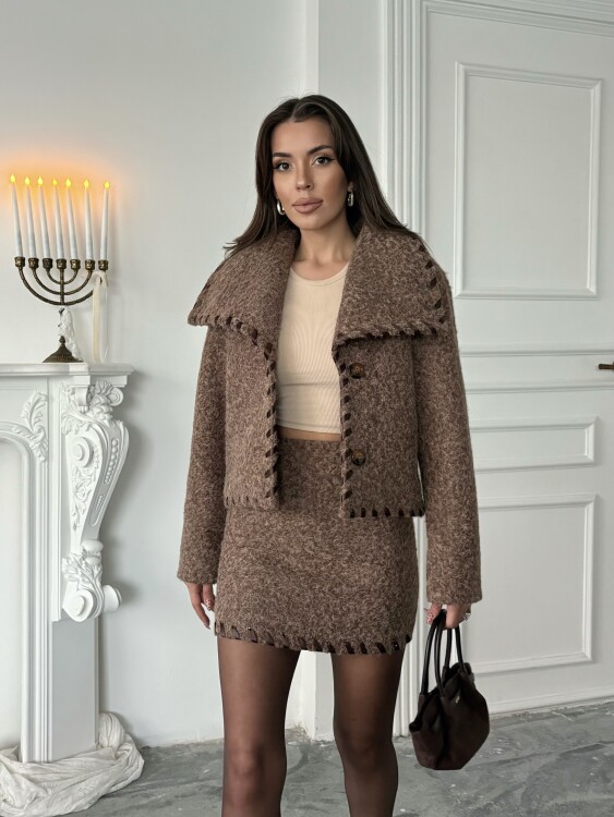 PETİ Ceket Etek Takım - Acı Kahve - Sevenday