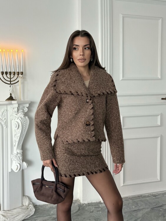 PETİ Ceket Etek Takım - Acı Kahve - 5