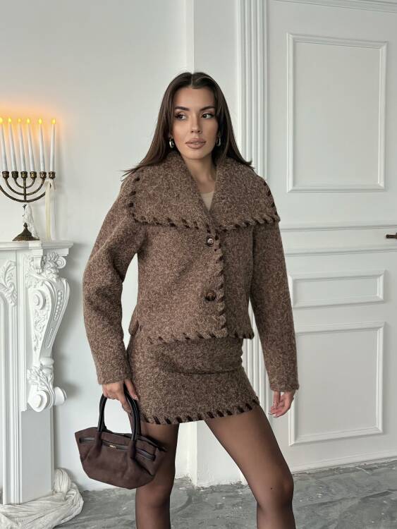 PETİ Ceket Etek Takım - Acı Kahve - 5