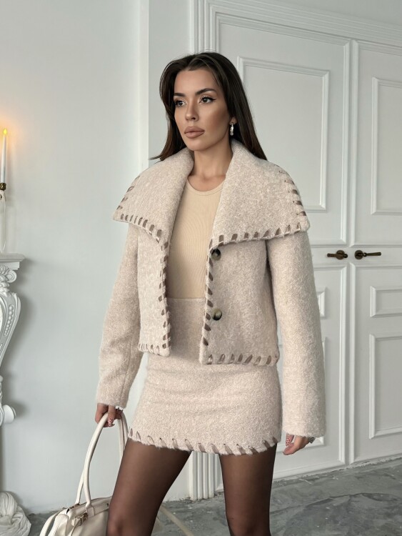 PETİ Ceket Etek Takım - Bej - 3