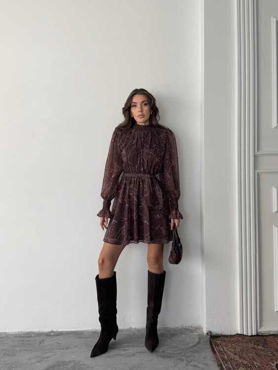 Pita Şifon Elbise - Acı Kahve - 3