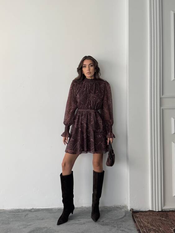 Pita Şifon Elbise - Acı Kahve - 3