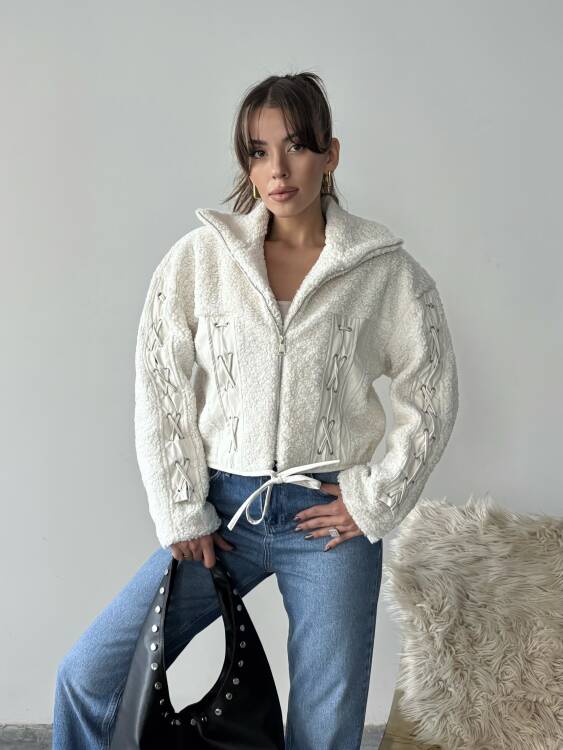 Prand Peluş Ceket - Beyaz - 3
