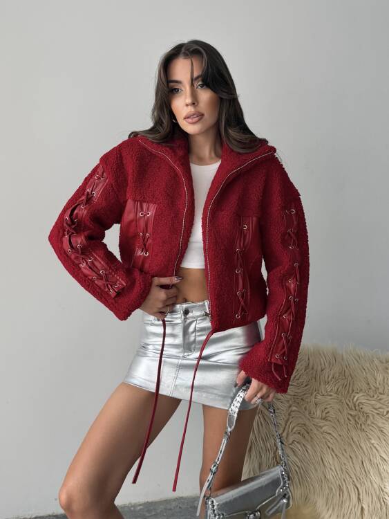 Prand Peluş Ceket - Bordo - 1