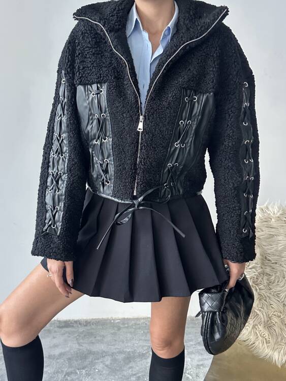 Prand Peluş Ceket - Siyah - 4