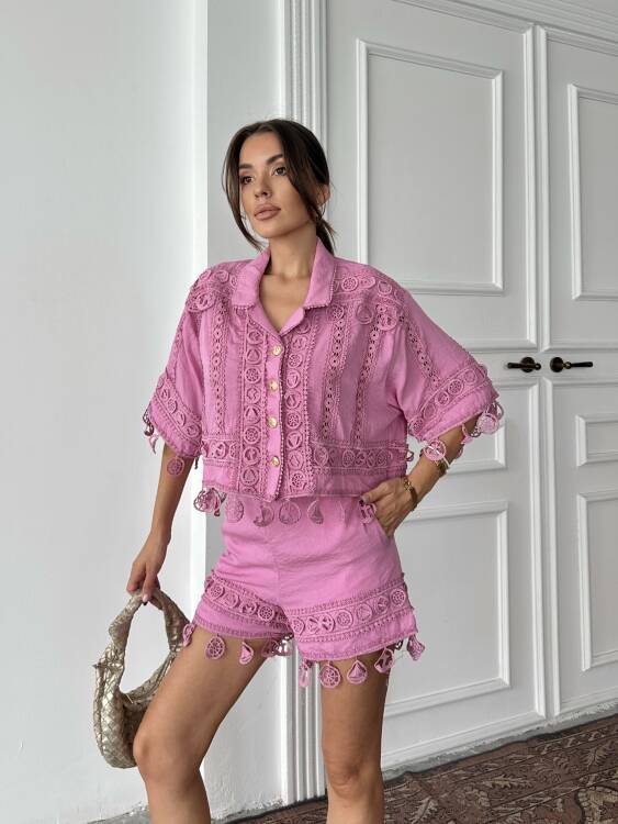 Primrose Gömlek - Şort Takım - Pembe - 2