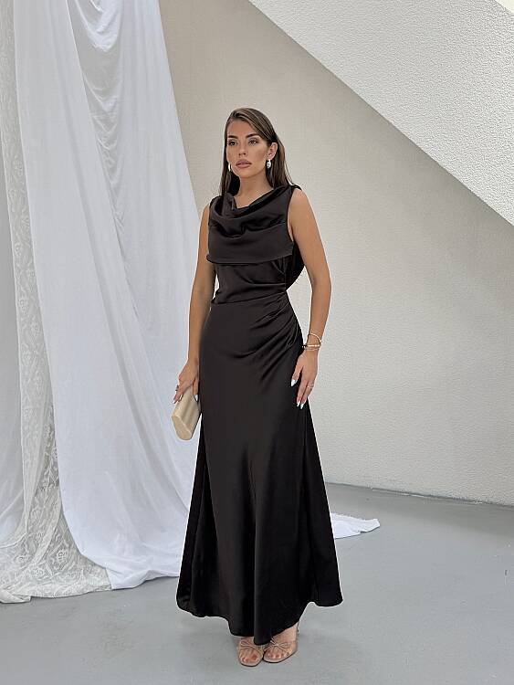 PURSLANE Maxi Elbise - Acı Kahve - 1