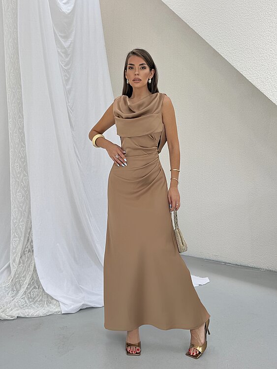 PURSLANE Maxi Elbise - Kahverengi - 2