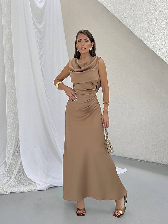 PURSLANE Maxi Elbise - Kahverengi - 2
