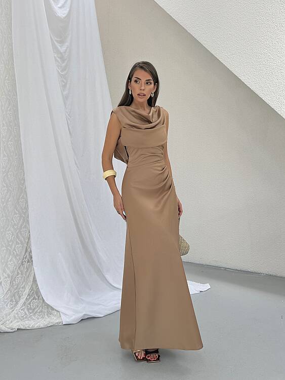 PURSLANE Maxi Elbise - Kahverengi - 3