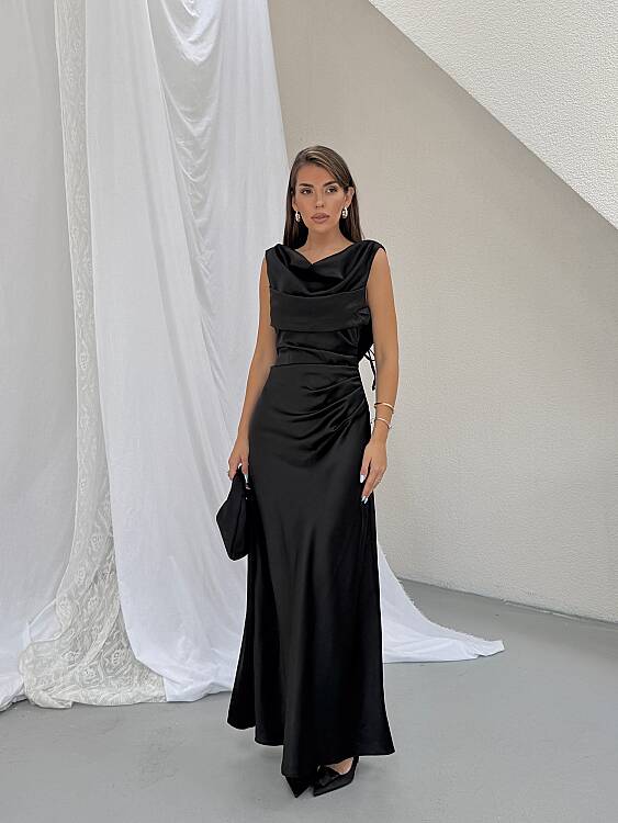 PURSLANE Maxi Elbise - Siyah - 1