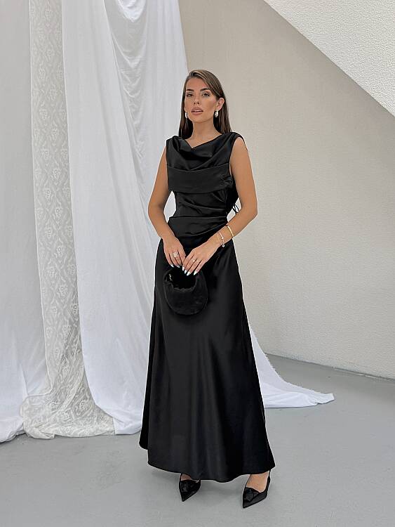 PURSLANE Maxi Elbise - Siyah - 2