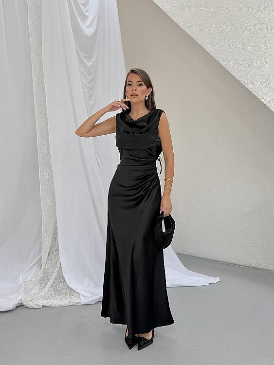 PURSLANE Maxi Elbise - Siyah - 3