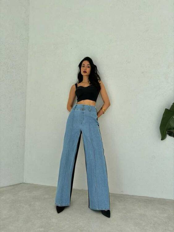 Rayal Denim Pantolon- Mavi - 1