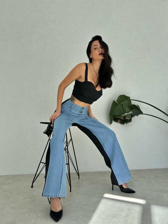 Rayal Denim Pantolon- Mavi - 3