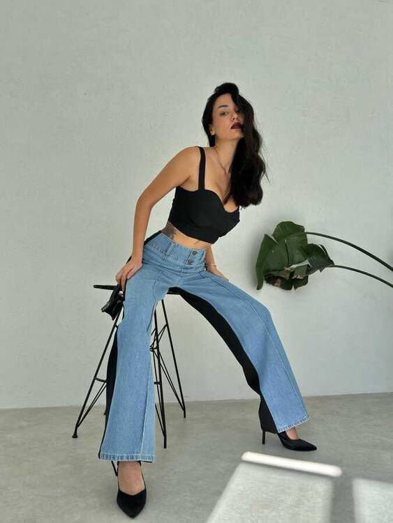 Rayal Denim Pantolon- Mavi - 3